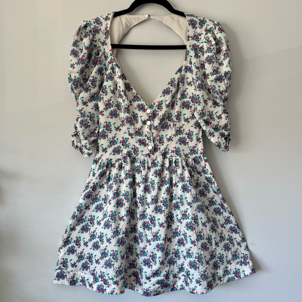 For Love And Lemons White Floral Mini Dress
